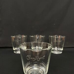 Crown Royal Canadian Whiskey Boss Engraved Side + Bottom Glass Set (4 Glasses)